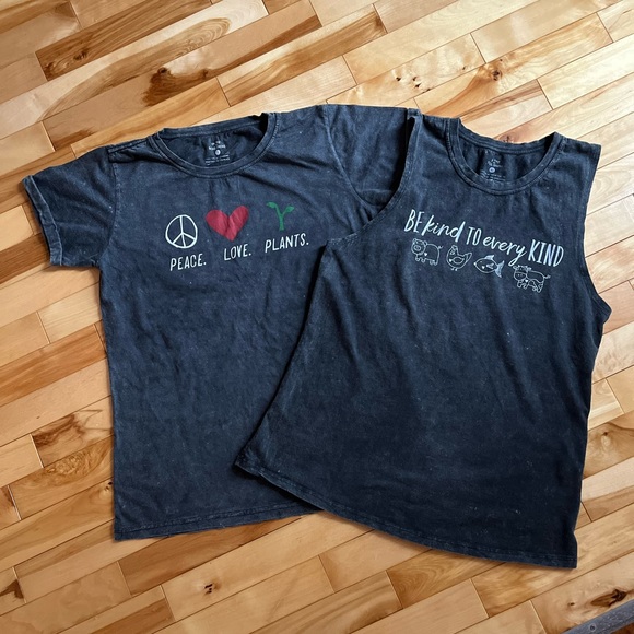 Dark Grey Sleeveless Vegan Activist T-shirt - Picture 3 of 8